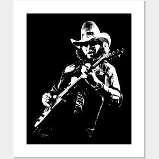 Classic Hank Jr Williams White Stencil Posters and Art